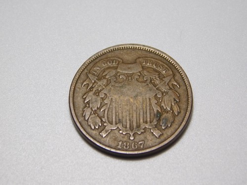 RARE OLD WEST US COIN 1867 2 CENT PIECE - Picture 6 of 6