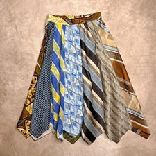 Vintage 70s Handmade Neck Tie Patchwork Skirt Multicolor Novelty Boho Maximalist