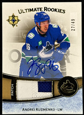 2022-23 UD Ultimate Andrei Kuzmenko Ultimate Rookies Patch AUTO /49 #194 Canucks