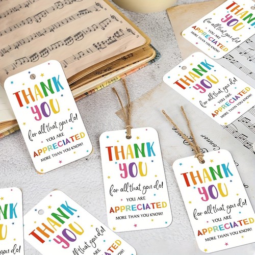 50 Dankeskarten Wertschätzung mit Seil 4 cm x 7 cm - Bild 4 von 6