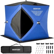 Ice Fishing Shelter 5-6 Person Ice Fishing Tent Pop up Shanty with Carrying Bag