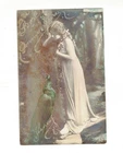 Postcard Fantasy Womanin the Wood  talk to a Peacock NPG    TB 3017