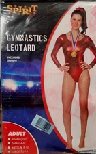Womens Large 12/14 Halloween Gymnastics Costume Leotard Dress Up Mettalic Red