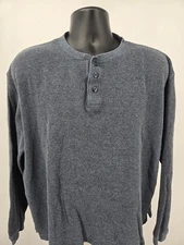 High Sierra Henley T-Shirt Large Blue Long Sleeve Outdoor Camping Hiking Men