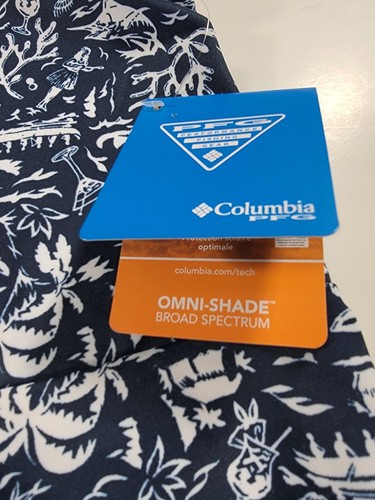 Nuevo con etiquetas Vestido Columbia Para Mujer XL Azul Marino Blanco Estampado Hawaiano PFG Congelador III Elástico - Imagen 3 de 14