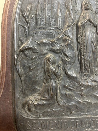 Antike große Bronze? Relief "Unsere Liebe Frau von Lourdes" Souvenir De Lourdes Frankreich - Bild 5 von 8