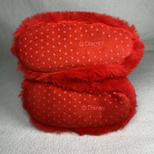 Disney Baby Minnie Mouse Slippers Red Roll Top Size 12-18 Months Rubber Soles - Picture 7 of 10