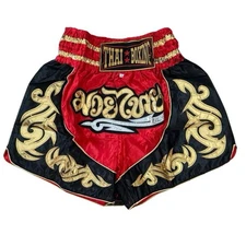 SHORTS MUAY THAI FIGHT KICKBOXING MULTI COLOR ELEPHANT SIZE M SATIN 24-28”