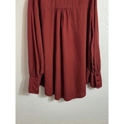 Free People Button Down Long Sleeve Top Women's Small Blouse Shirt Burgundy - Picture 10 of 11