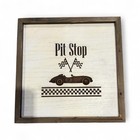 12x12 Wooden Framed “Pit Stop” Engraved Sign For 2nd Birthday Racing Theme