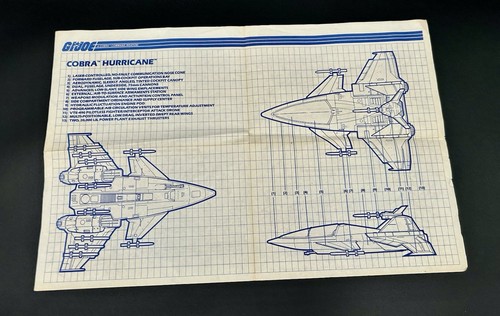 Hasbro Vintage Gi Joe Cobra Veicolo Uragano Vtol 1990 Istruzioni Stampe Blu