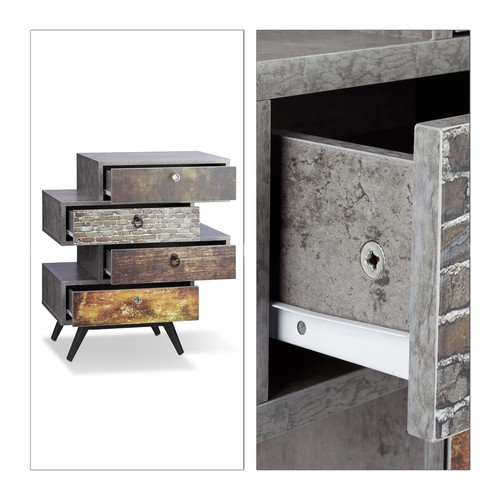 Vintage chest of drawers 4-Drawer Dresser Industrial Storage Cabinet Grey - Picture 5 of 8