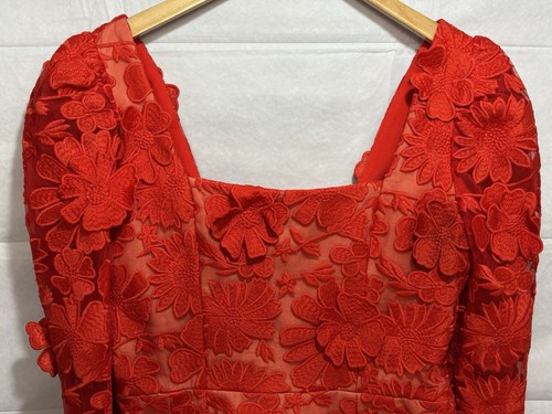 Helsi Women's Floral Mini Dress Ellen Embroidered Bright Red Size Large Lace Up - Picture 2 of 13