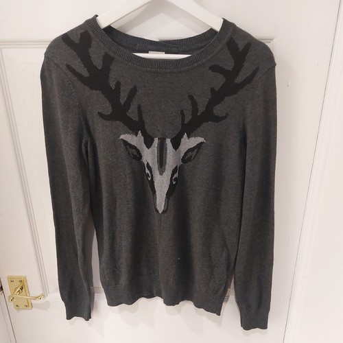 HOBBS NW3 Ladies Cotton Mix & Angora grey stag Jumper Sweater UK 12 - Picture 1 of 5