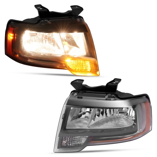 For Ford Expedition 15 16 17 Halogen+LED Headlights w/Bulb Reflector Black LH&RH - Picture 12 of 21
