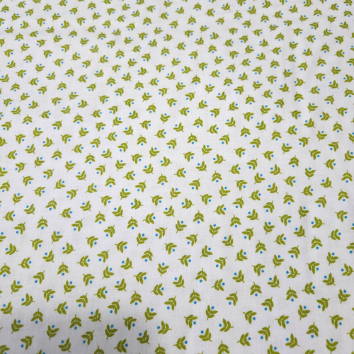 19" Camp Cozy Studio 8 Quilting Treasures Blue Green Small Floral on White - Picture 1 of 3