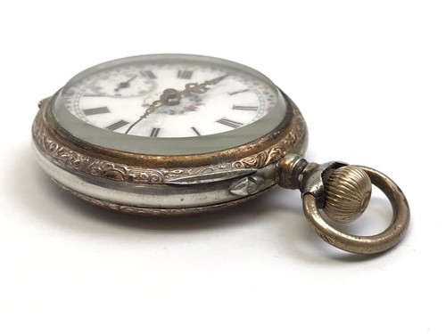Antiguo reloj de bolsillo suizo/alemán de plata 800, escape cilíndrico de 10 joyas - Imagen 3 de 13