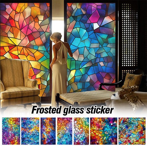 Frosted Window Film Privacy Static Cling Stained Glass Film Decor Window Sticker - Picture 10 of 20