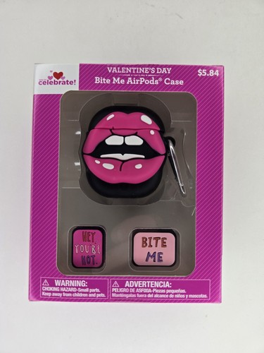 Way to Celebrate Valentine's Day BITE ME Apple AirPod Case CUTE PINK LIP Gen 1&2 - Picture 2 of 6