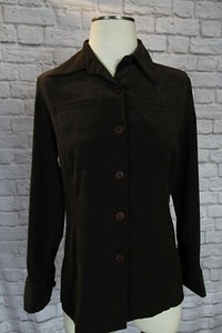 Express-Womens-Button-Shirt-brown-Sueded-Size-Small-Blouse-jacket-blazer-top