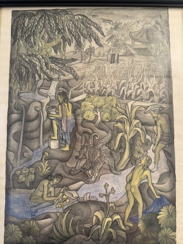 Pinturas en acuarela Warta Ida Bagus Ketut, una firmada, Batuan Bali años 50 - Imagen 3 de 7