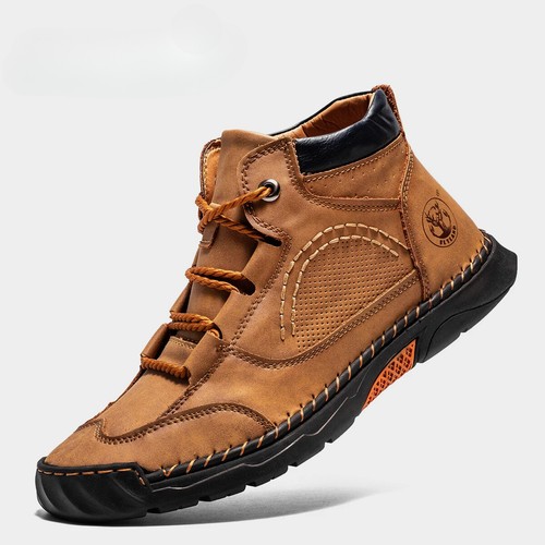 Klassische Herren Leder Freizeitschuhe Weich Atmungsaktiv Stiefeletten Handgefertigt Turnschuhe - Bild 3 von 23