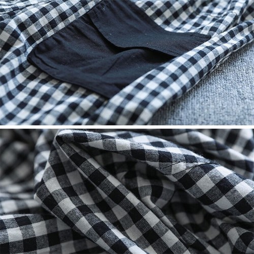 Lady Linen Cotton Harem Pants Checked Baggy Loose Elastic Waist Wide Legs Casual - Bild 5 von 14