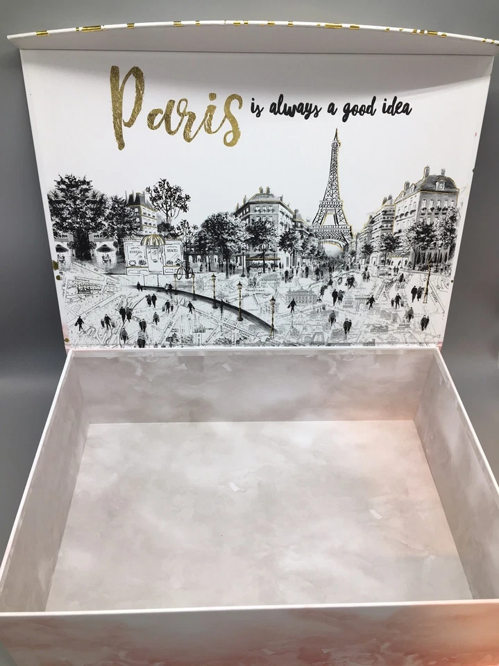 Punch Studio Paris Decorative Storage Box Eiffel Tower Pink Gold Keepsake 12" - Image 2 of 4