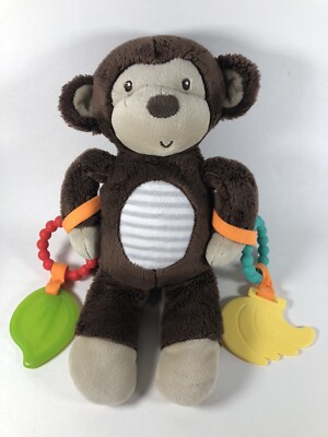 Carters Plush Monkey Rattle Teether Stuffed Animal Baby Toy