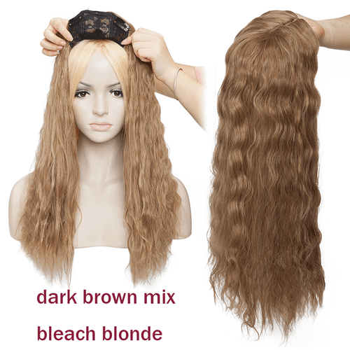 Women Curly Topper Toupee Hairpiece Clip In Hair Extensions with Bangs for Women - Picture 40 of 41