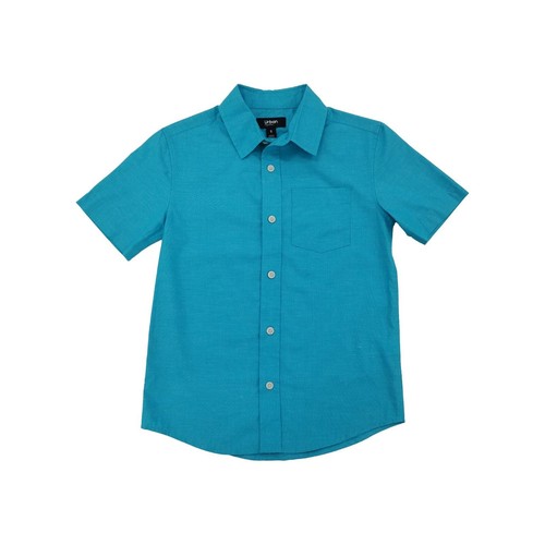 Urban Pipeline Boys Turquoise Blue Short Sleeve Button-Down Poplin Shirt XL