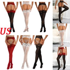 Womens Cutout Suspender Pantyhose Lace Garter w/Thigh High Stocking Hosiery
