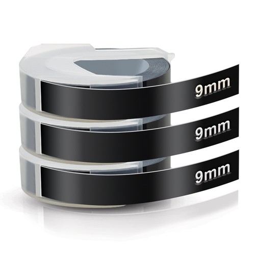 3x-10x 3D Prägeband für Dymo Omega Beschriftungsgerät Prägegerät Schriftband 9mm - Bild 9 von 18