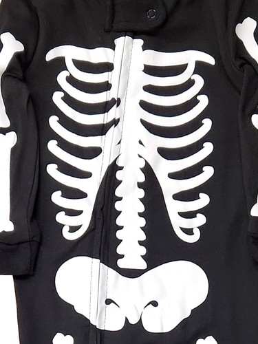 Infant Boys & Girls Black & White Skeleton Halloween Bodysuit Romper - Picture 2 of 2