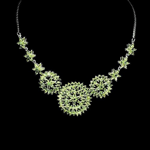 Silver Necklace Peridot Genuine Natural Mined Gems Solid Sterling 18 Inch - Picture 13 of 24