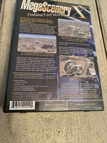 MegaScenery X Dallas/Fort Worth Texas PC DVD Expansion Flight Simulator X NEW - Afbeelding 2 van 7