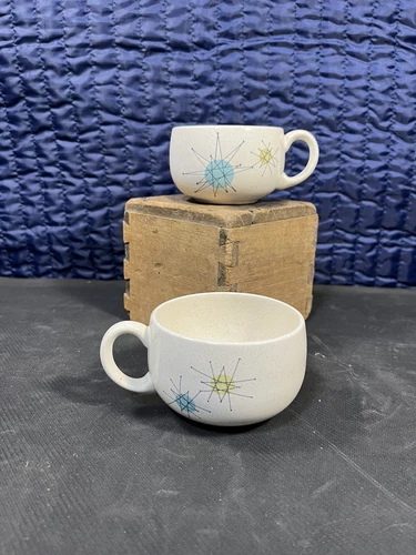 Vintage FRANCISCAN Atomic Starburst Mid Century Coffee/Tea Cups Set of 2 MINTY