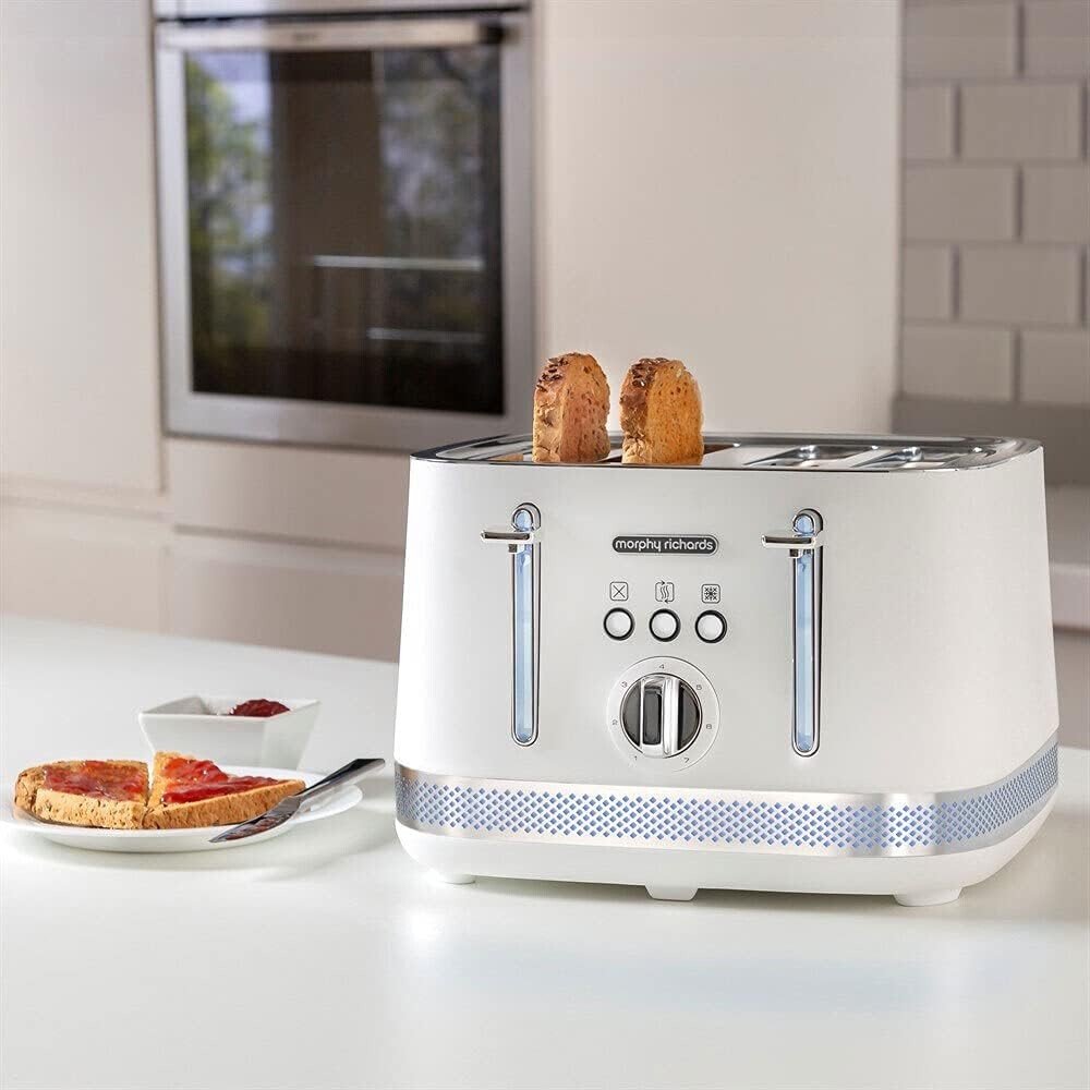 Morphy Richards Illumination White 4 Slice Toaster 248021 New, 2 year