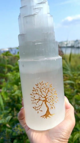 Wholesale Lot 2 Pcs 25cm Natural Selenite Satin Spar Tree Of Life Lamp Crystals - Video 1 of 1