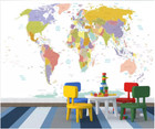 3D Colored World Map K13653 Wallpaper Mural Self-adhesive Removable Sticker Kay