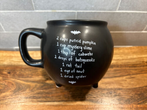 Rae Dunn “WITCHES BREW” Black Halloween Cauldron Mug - Recipe One Side - Picture 3 of 7