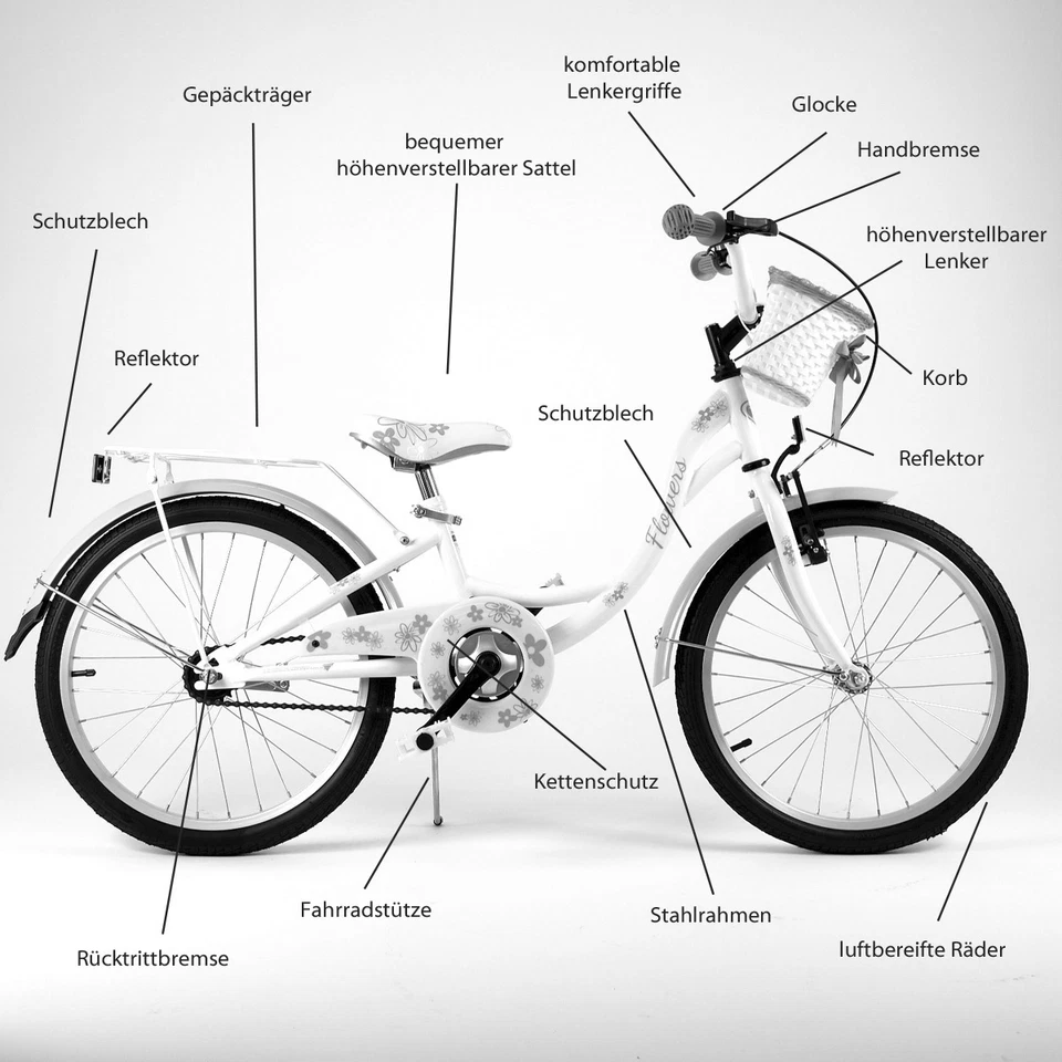 20FLO-WHI/CYA-B Kinderfahrrad 20" Kinderrad 20 Zoll Fahrrad Rad Spielrad Cityrad - Bild 2 von 4