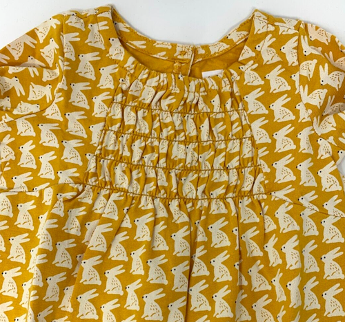 NWT Tea Collection Girls 18-24 Months Yellow Bunny Rabbit Paneled Romper - Picture 2 of 7