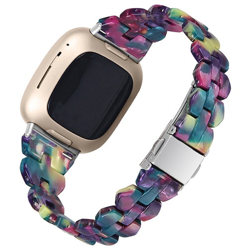 For Fitbit Versa 3/4 Sense/Sense2 Rhombic Resin Stainless Steel Watch Band Strap - Picture 6 of 20