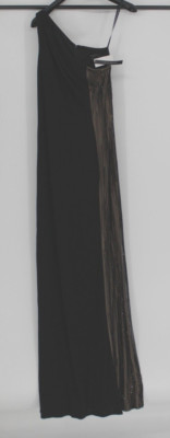 DAVID MEISTER Black 1-Shoulder Long Beaded & nude Side Formal Dress Size 12 $648