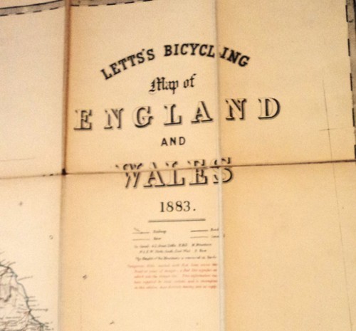 1883 LETT'S FAHRRADKARTE VON ENGLAND UND WALES GEFASST VERGOLDET GESTEMPELT DESIGN - Bild 3 von 7