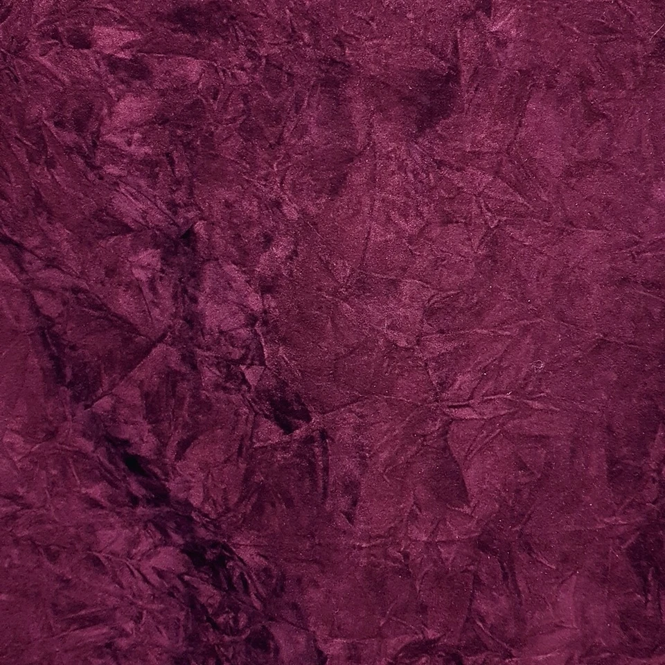 BURGUNDY CRUSHED VELVET FABRIC | UPHOLSERY TEXTURED VELVET 60" by the yard - Image 2 of 4