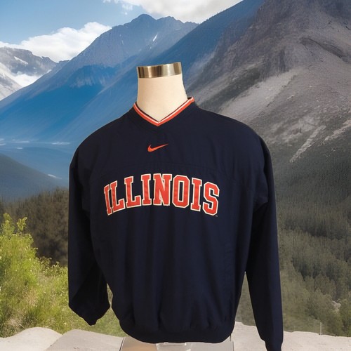 Herren Illinois Fighting Illini Langarm L/S M Blau Sweatshirt Jacke Logo Nike