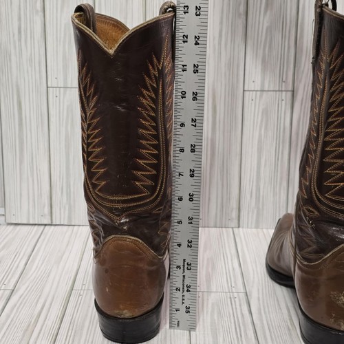 Vintage Black Label Tony Lama Cowboy Boots Mens Size Not Marked 10B J Toe Point - Picture 7 of 24
