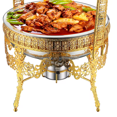 9 Quart Runde Edelstahl Chafing Dish mit Deckel Buffet Set für Hochzeit Bankett - Bild 4 von 5